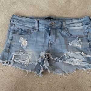 Express light wash jean shorts